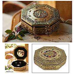 Brass Golden Treasures Jewelry Box (India)  Overstock