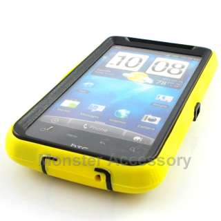 Yellow Double Layer Hard Case Cover Holster Combo HTC Inspire 4G