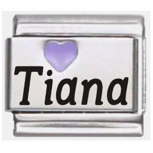  Tiana Purple Heart Laser Name Italian Charm Link Jewelry