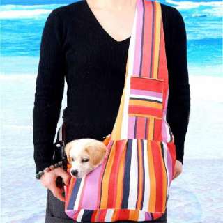 Colorful Strip Sling Pet Dog Cat Shoulder Bag Carriers  