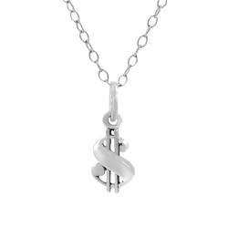 Sterling Silver Childrens Dollar Sign Necklace  Overstock