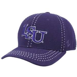    Zephyr LSU Tigers Purple Slide Show Fitted Hat: Sports & Outdoors