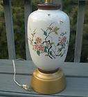 ANTIQUE PAINTED OLD ORIENTAL CHERRY BLOSSOM FLOWER LAMP