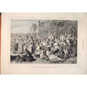  Poverty Town Hop Pickers Fields Old Print 1876