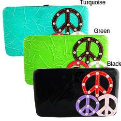 Peace Sign Faux Leather Hard Cover Wallet  