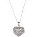 Icz Stonez Sterling Silver Cubic Zirconia Flower Heart Locket Necklace