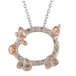  Rose Gold 1/10ct TDW Diamond Pig Necklace (I J, I3)  