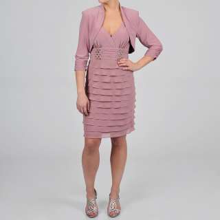 SL Fashions Womens Rose Bolero Jacket Tiered Dress Set  Overstock 