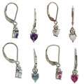 Jenne Sterling Silver Created Gemstone and CZ Earrings 