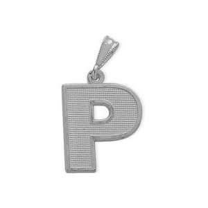   : 10 Karat White Gold Block Initial P Pendant with 16 chain: Jewelry