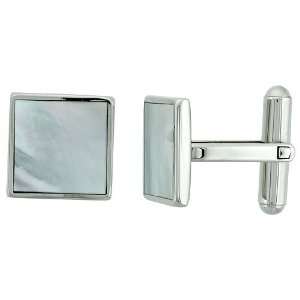  Shape Cufflinks w/ Natural Mother of Pearl Inlay, 9/16 in. X 9/16 in