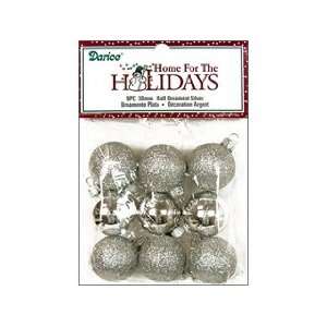  Darice Holiday Decor Ornament Ball 30mm Silver Multi 9pc 