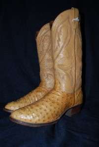 Vintage J Chisholm Mens Ostrich Cowboy Boots  