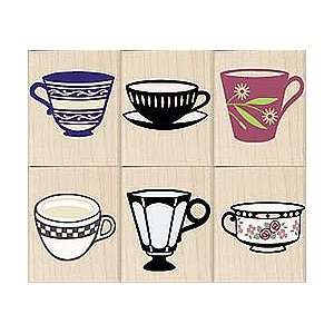  Coffee and Tea Cups Wood Mounted Rubber Stamp Set (LL827 