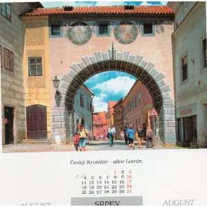 Czech (Cesky Krumlov) Calendar POST CARD: Ulice Latran, August SRPEN 