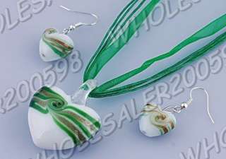 WHOLESALE 12sets Heart Lampwork glass pendants&earrings  