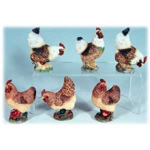  4 Rooster Hen Chicken Figures   Set of 6: Home & Kitchen