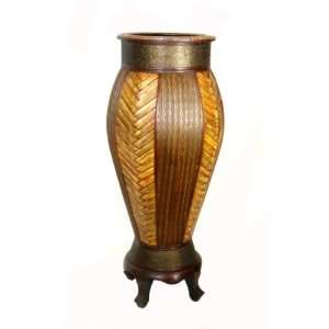  29.5 H Wood Rattan Planter Vase