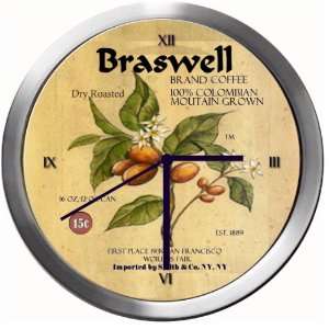  BRASWELL 14 Inch Coffee Metal Clock Quartz Movement 