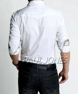   Men Slim Stylish classic business formal Shirt US XS/S/M blouse white