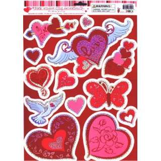  Valentine Window Clings Winged Hearts 