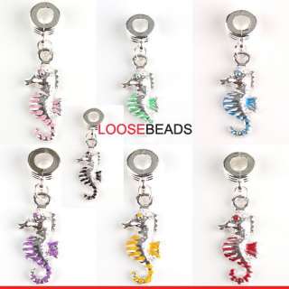 7x Sea Horse Charms Pendant Beads Fit Bracelets 150945  