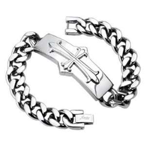  316L Stainless Steel Chain Bracelet with Medieval Cross 