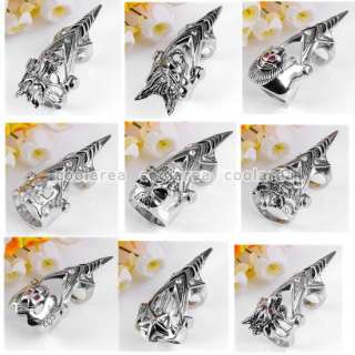 New Silvery Crystal Knuckle Armour Double Ring Cosplay Gothic Punk 