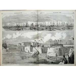   1858 French English War Ships Cherbourg Napoleon Basin: Home & Kitchen