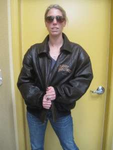Vintage Leather Planet Hollywood Bomber Jacket Size L  