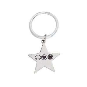  Peace Love with Paw Star Keyring   Sterling Jewelry