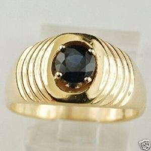 14K Gold 1CT Genuine Sapphire Ring Band 7.58 gr. Size 9  
