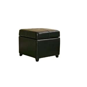  Modern Furniture  Black Full Leather Storage Cube Ottoman 