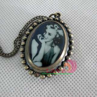 Marilyn Monroe Bronze Necklace Quartz Pocket Watch New  