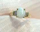   10k yellow gold oval opal with diamond baguettes ring size 6 3/4