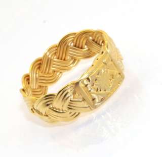 Technibond Diamond Cut Woven Wheat Ring 14K Yellow Gold Clad Sterling 