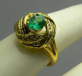   Alluring Colombian Emerald & Diamond Right Hand Ring 14k  
