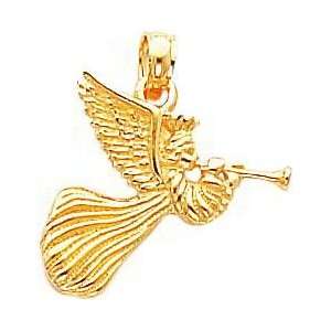  14K Gold Angel Trumpet Pendant Jewelry