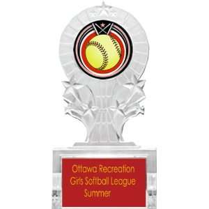   Star Trophies Awards ECLIPSE SOFTBALL MYLAR/RED PLATE 7 SHOOTING STAR