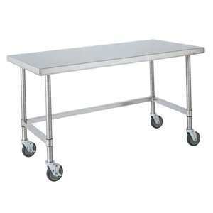   30 x 96 HD Super Open Base Stainless Steel Mobile Work Table Office