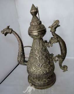 Antique Silver Plated Tibetan Tea Pot from Himalayan  