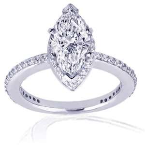  1.65 Ct Marquise Cut Diamond Halo Eternity Engagement Ring 