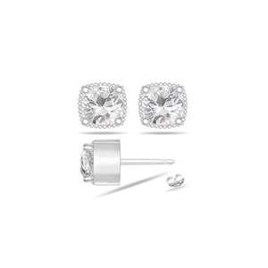  1.62 Cts White Topaz Earrings in 14K White Gold Jewelry