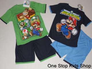   Boys 4 5 6 7 8 Set OUTFIT Shirt Shorts DONKEY KONG Luigi  
