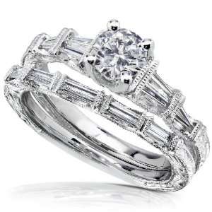   Cut Diamond Wedding Ring Set in 14k Gold   Size 7: Diamond Me: Jewelry