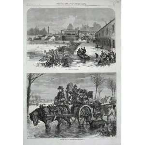    1869 Floods Windsor London Horse Cart Lincolnshire