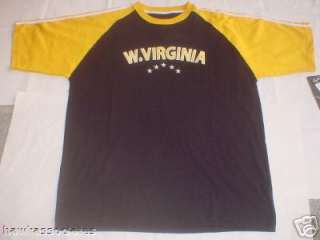 WEST VIRGINIA WV SHIRT SIZE L BLUE & GOLD MOUNTAINEERS  