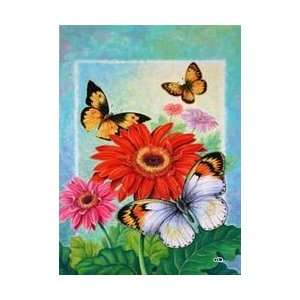   Gerber Daisy Butterfly Decorative Standard Flag: Patio, Lawn & Garden