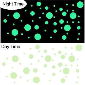 Glow In The Dark Polka Dots Stickers Decals Removable  