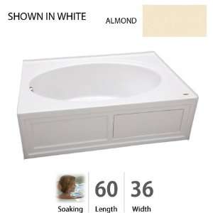 Jacuzzi NVS6036BLXXXXA Almond Nova 536 Soaking Bathtub with Integral S
